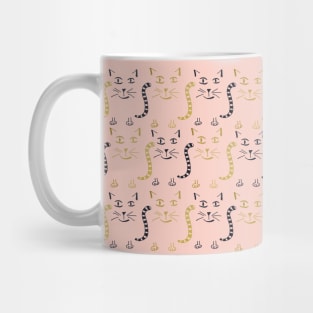 Gold black cats pattern on pink Mug